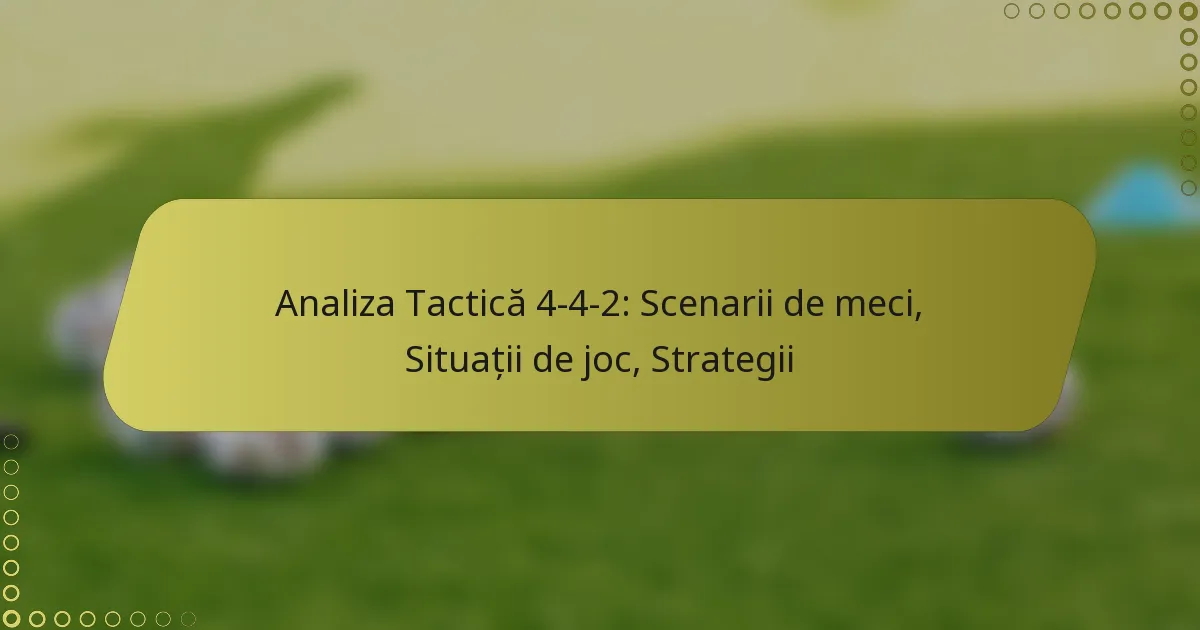 Analiza Tactică 4-4-2: Scenarii de meci, Situații de joc, Strategii