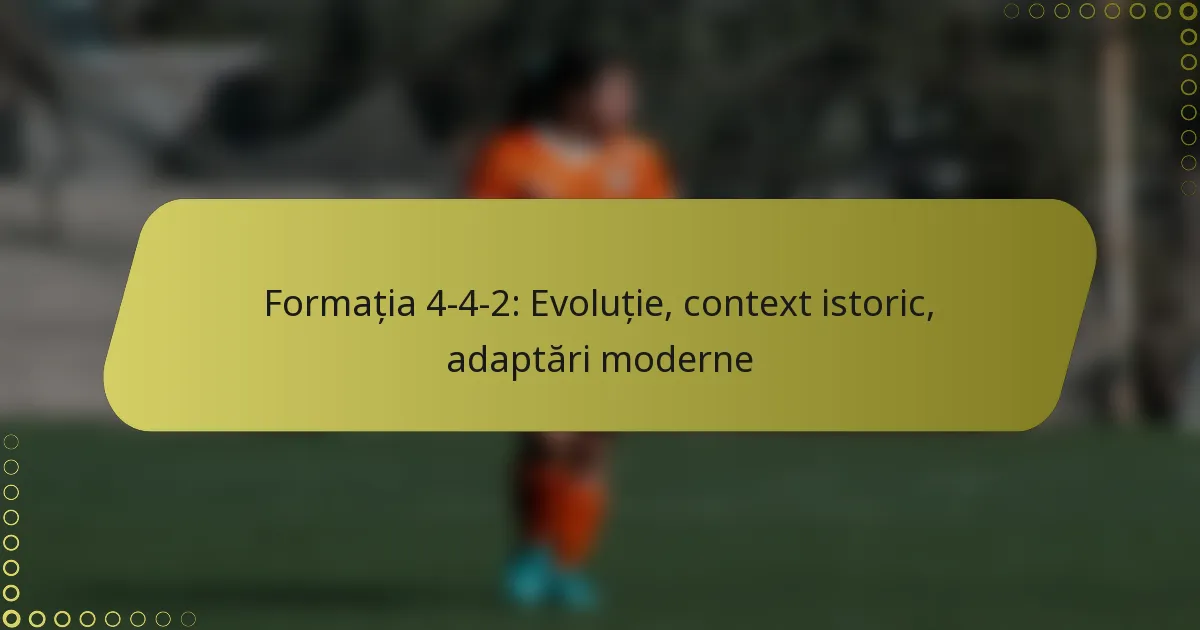 Formația 4-4-2: Evoluție, context istoric, adaptări moderne
