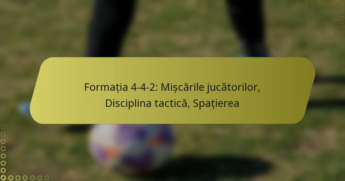 Formația 4-4-2: Mișcările jucătorilor, Disciplina tactică, Spațierea