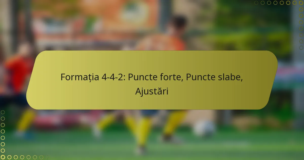 Formația 4-4-2: Puncte forte, Puncte slabe, Ajustări