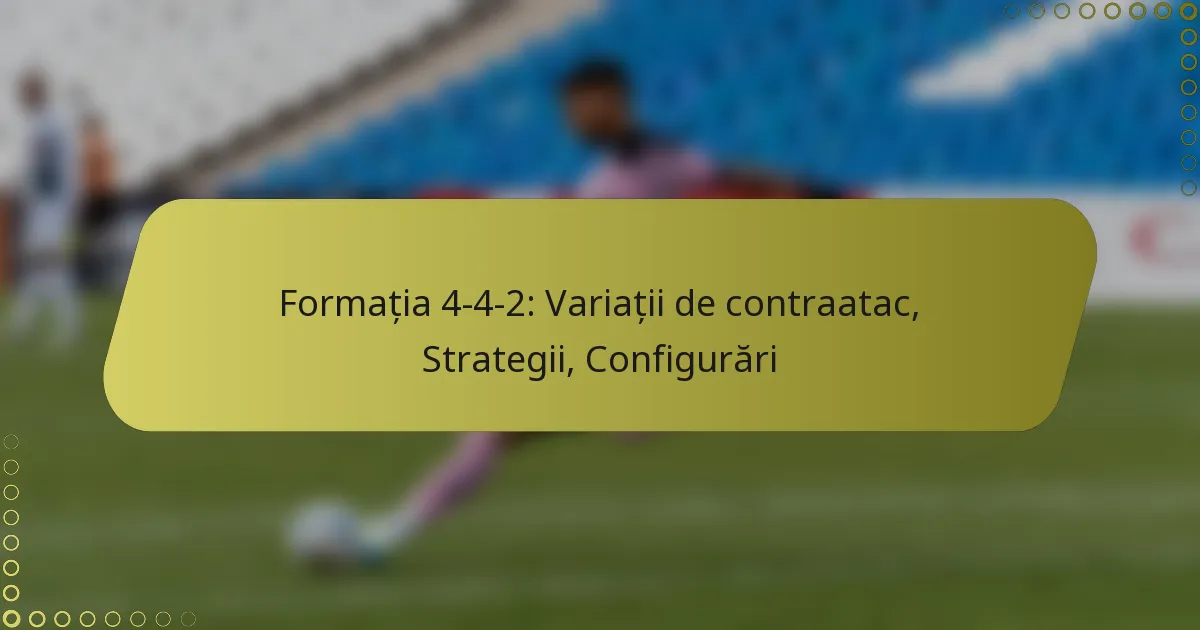 Formația 4-4-2: Variații de contraatac, Strategii, Configurări